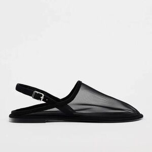 Zara Mesh Black Slingback Mules w Buckle Quiet Luxury Sz 37 (US 6.5) 💛🎀